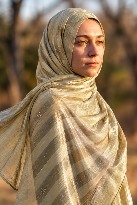 Sage green chiffon hijab with diamanté stones by Al Emira