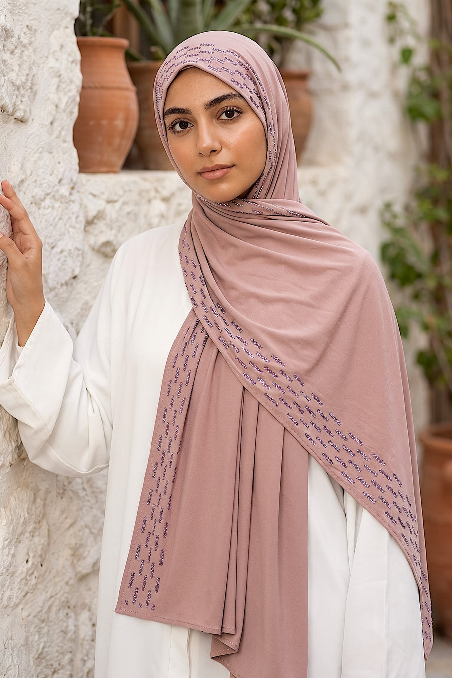 Blush Rainfall liquid jersey hijab, view 4