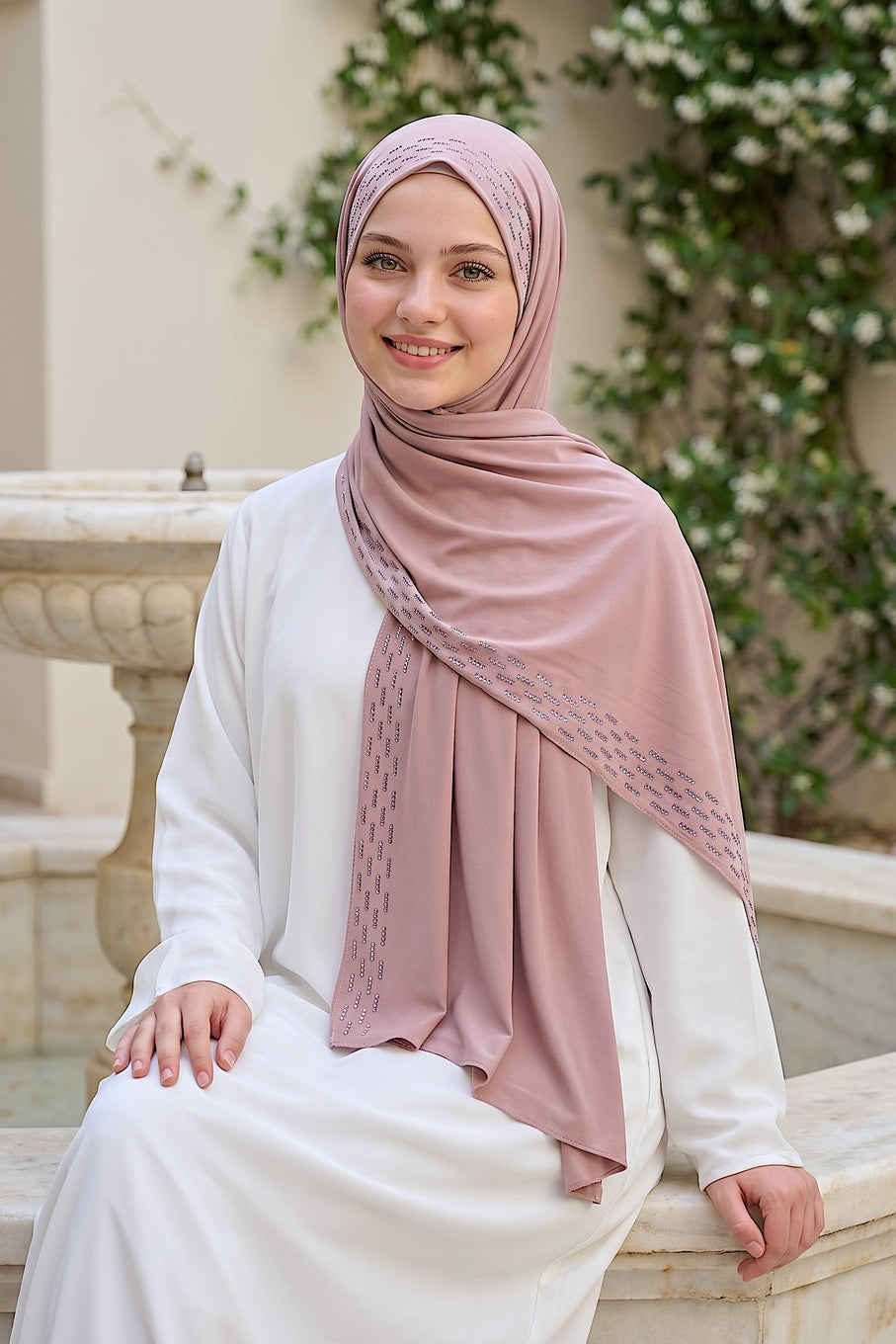Blush Rainfall liquid jersey hijab, view 5