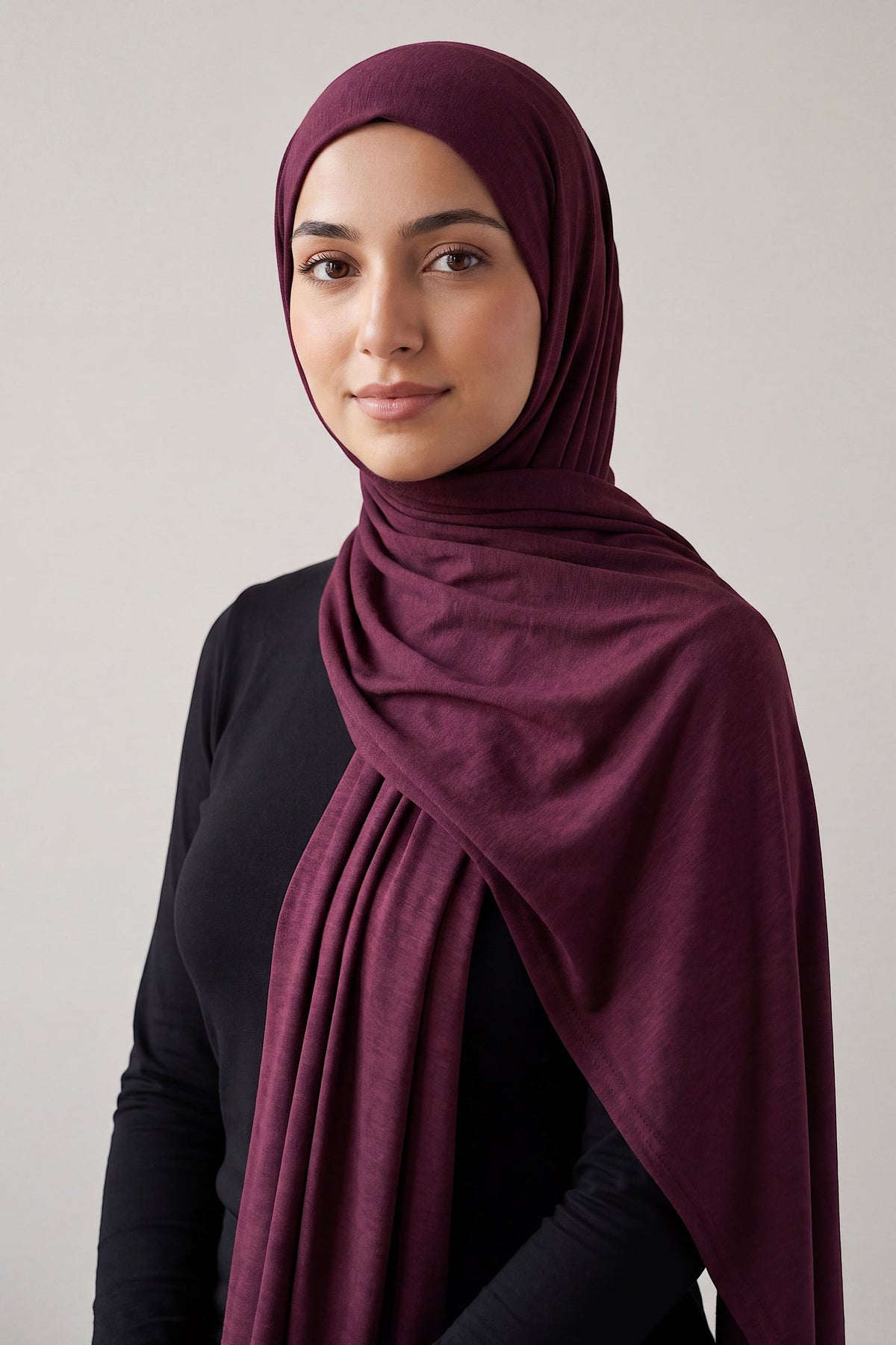 Bordeaux Silora cotton jersey hijab by Al Emira
