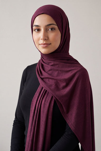 Bordeaux Silora cotton jersey hijab by Al Emira
