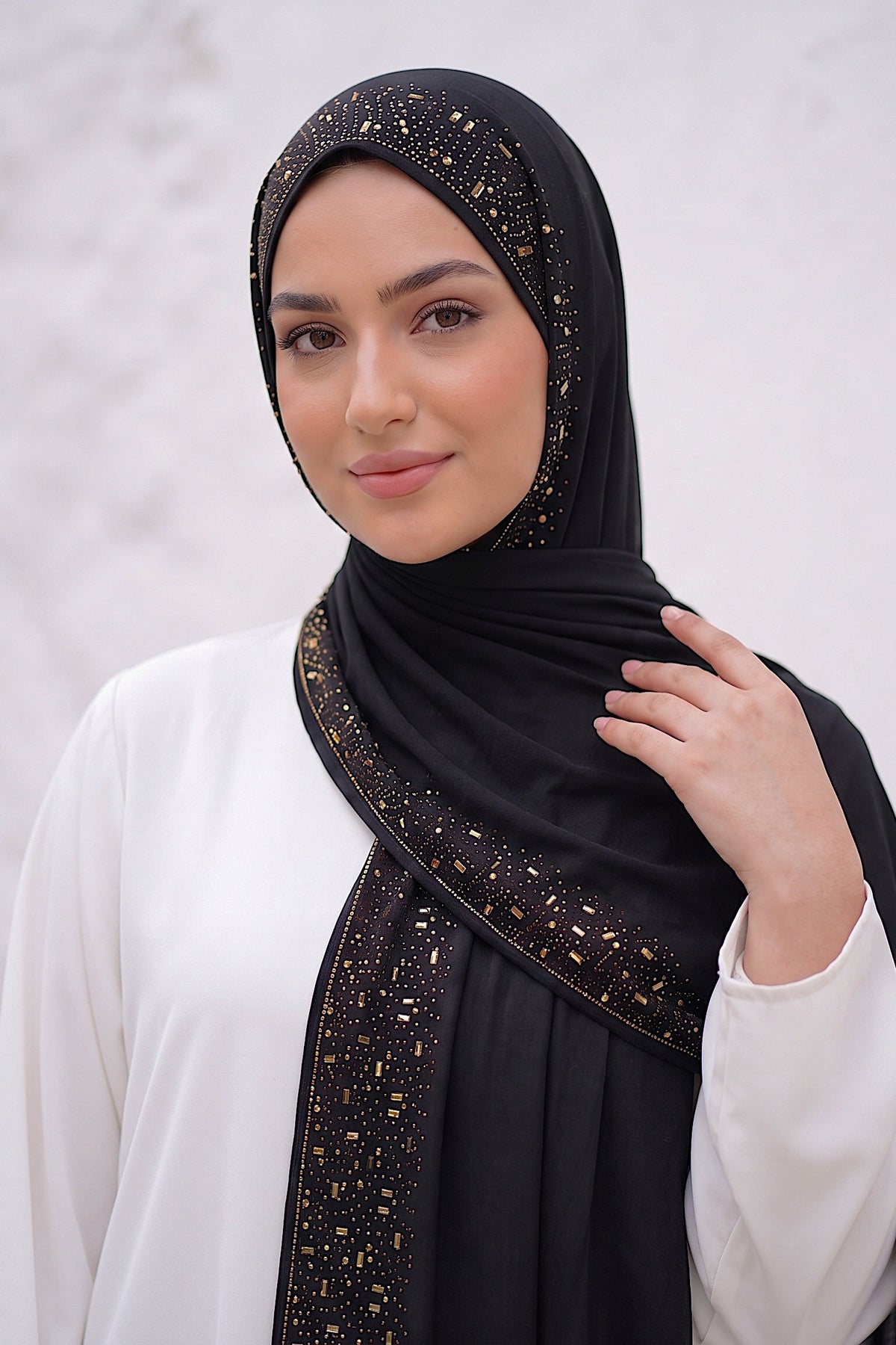 Jet Black Cascade hijab in a jersey, cotton and silk blend