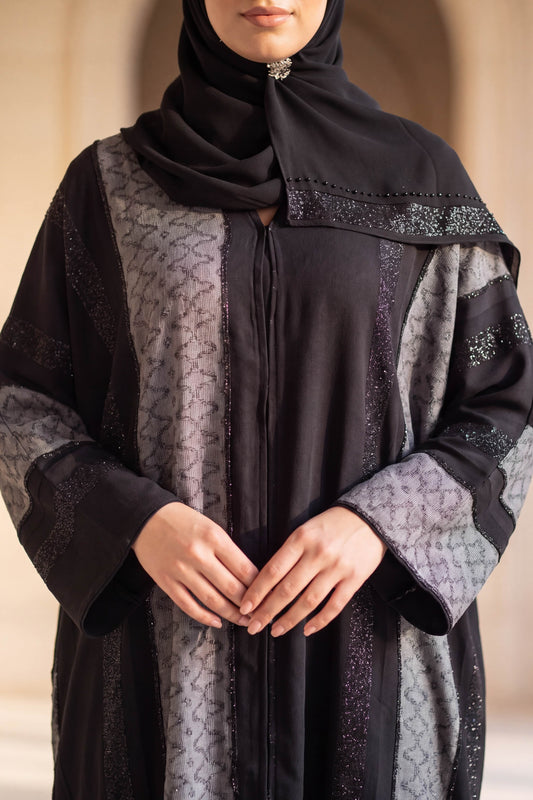 Mashrabiya abaya in Graphite, view 2