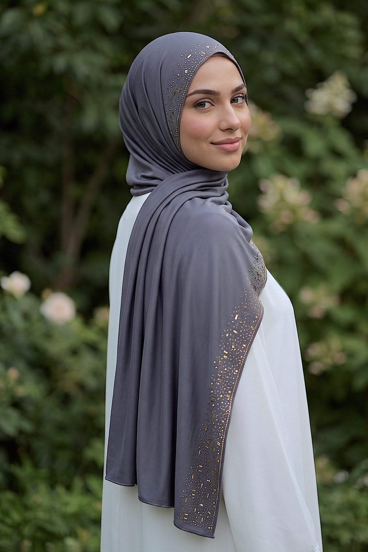 Periwinkle Cascade jersey hijab, 180 x 85cm