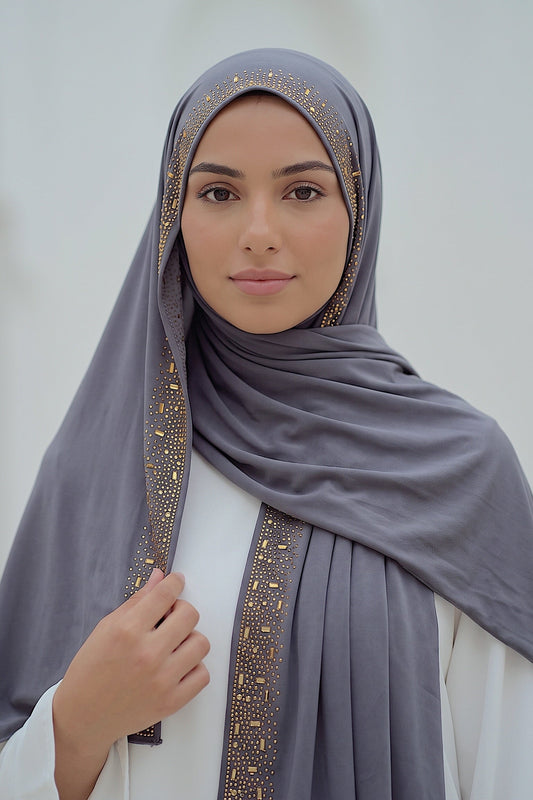 Periwinkle Cascade hijab in a jersey, cotton and silk blend