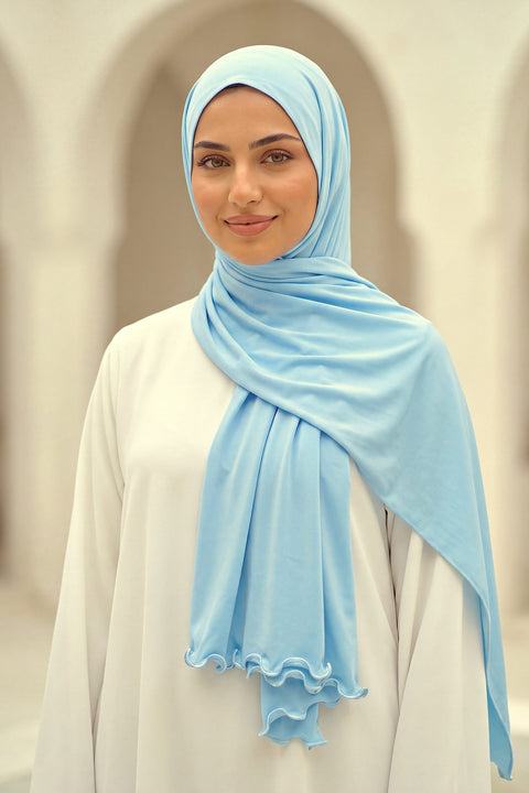 Sky Satin Ripple liquid jersey hijab by Al Emira