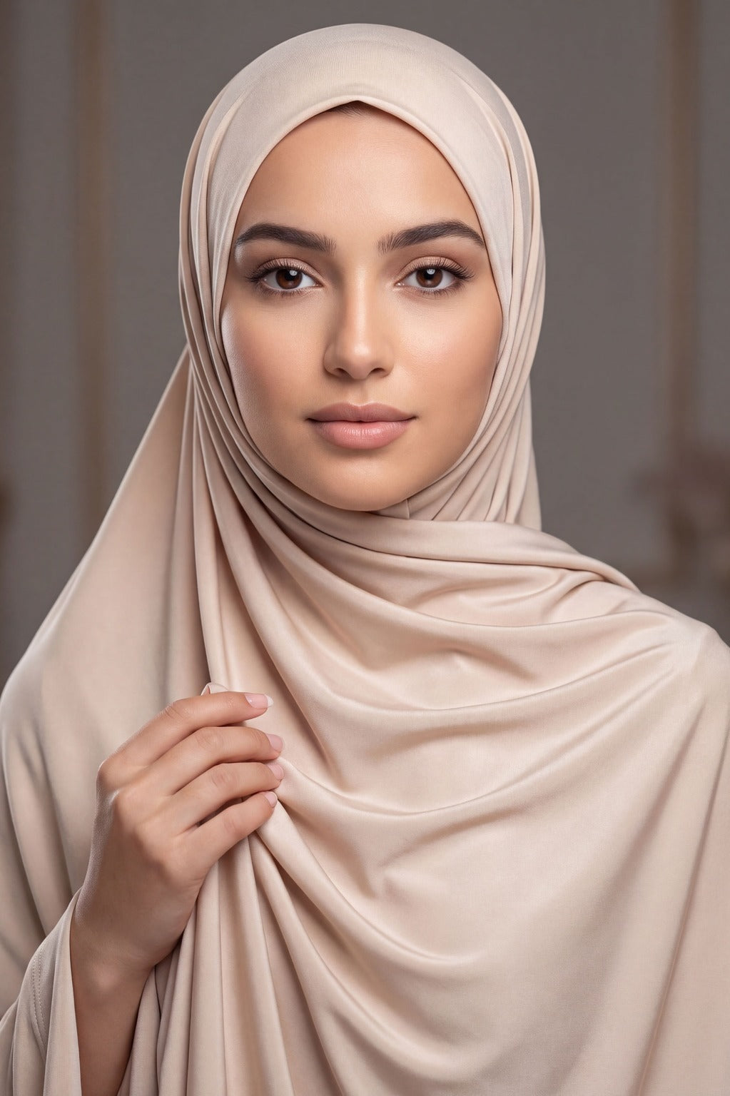Cream plain jersey hijab from the Al Emira Plain Edition range