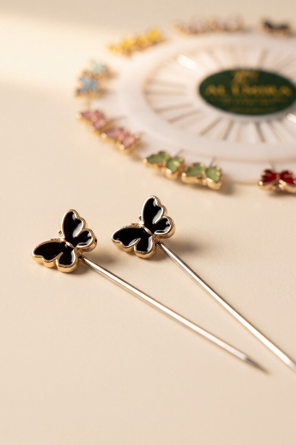 Al Emira golden butterfly hijab pins, set of 20