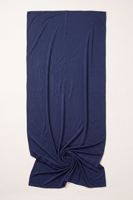 Navy Plain Edition liquid jersey hijab in a jersey, cotton and silk blend