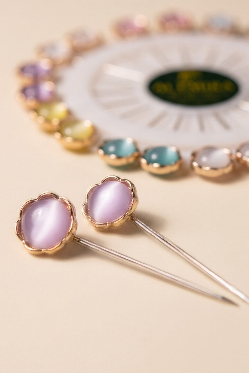 Al Emira colourful cat eye stone hijab pins, set of 20