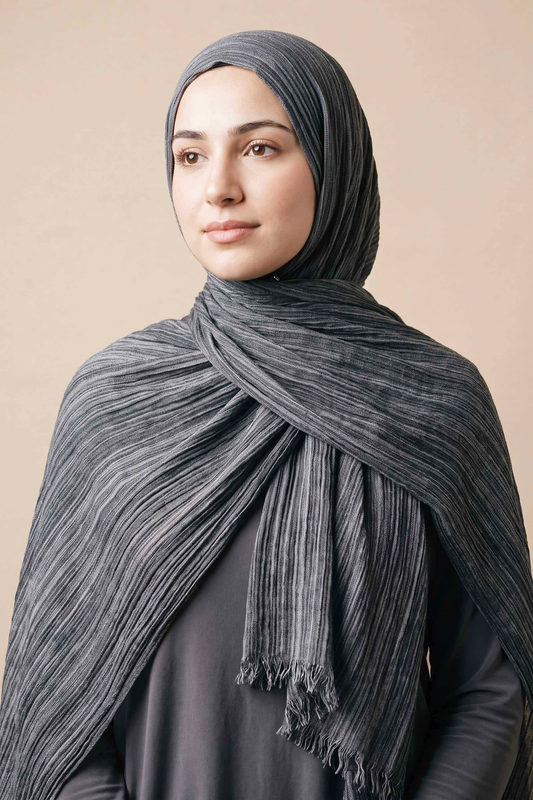 Slate Grain Textured Lines Edition Thai Modal hijab by Al Emira