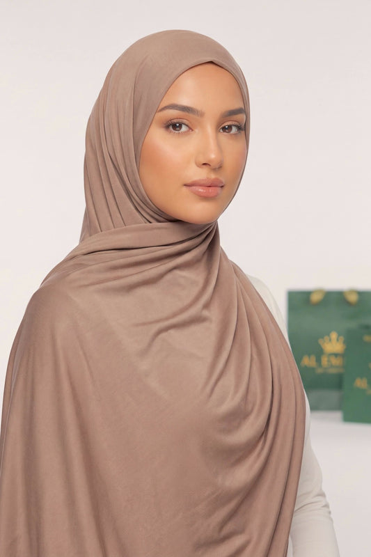 Toffee plain liquid jersey hijab by Al Emira