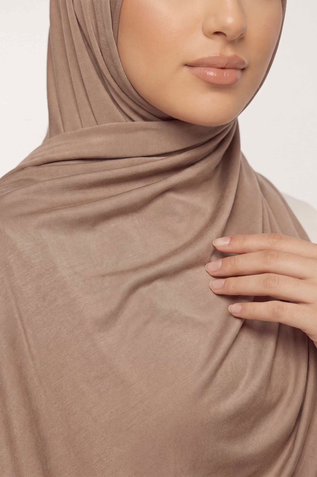 Caramel brown plain jersey hijab from the Al Emira Plain Edition range