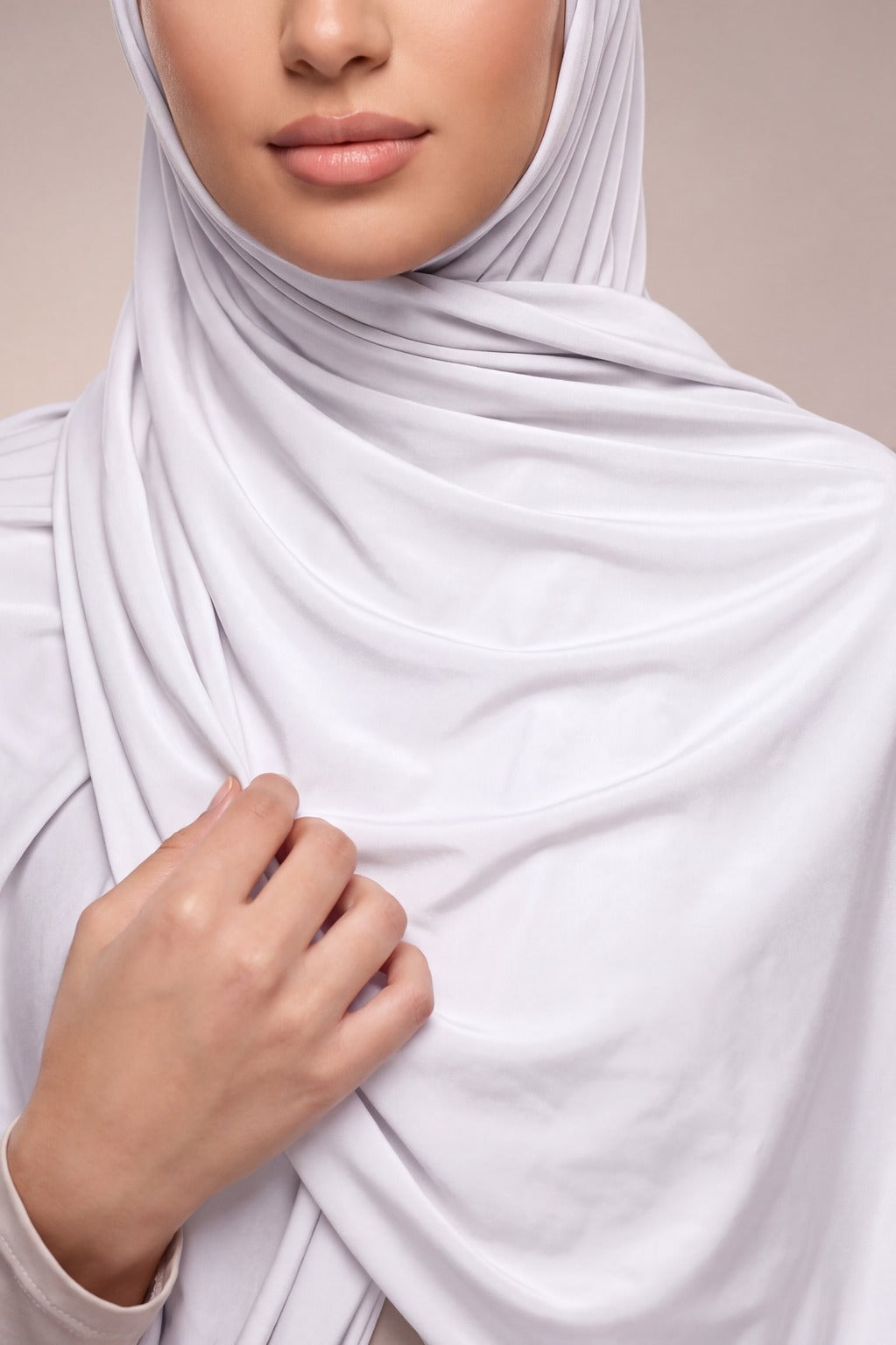 Bright white plain jersey hijab from the Al Emira Plain Edition range