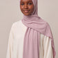 Al Emira Dusty Rose Satin Ripple hijab in a jersey, polyester and nylon blend