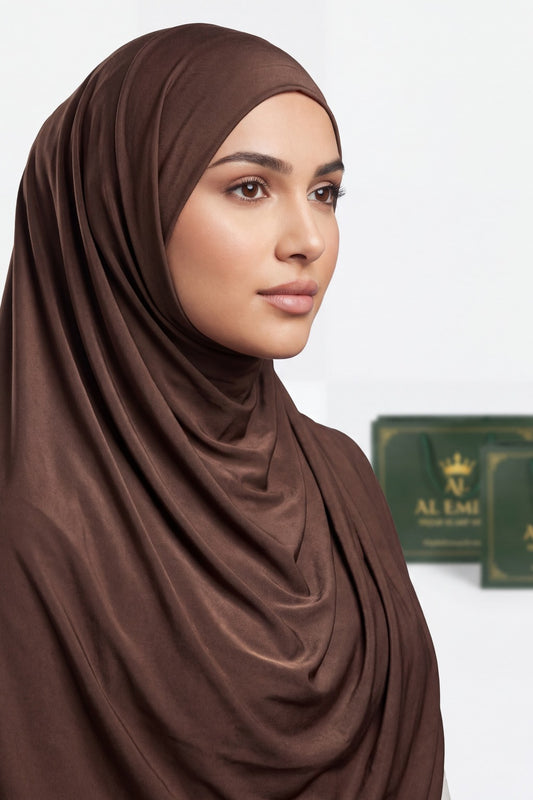 Espresso plain liquid jersey hijab by Al Emira