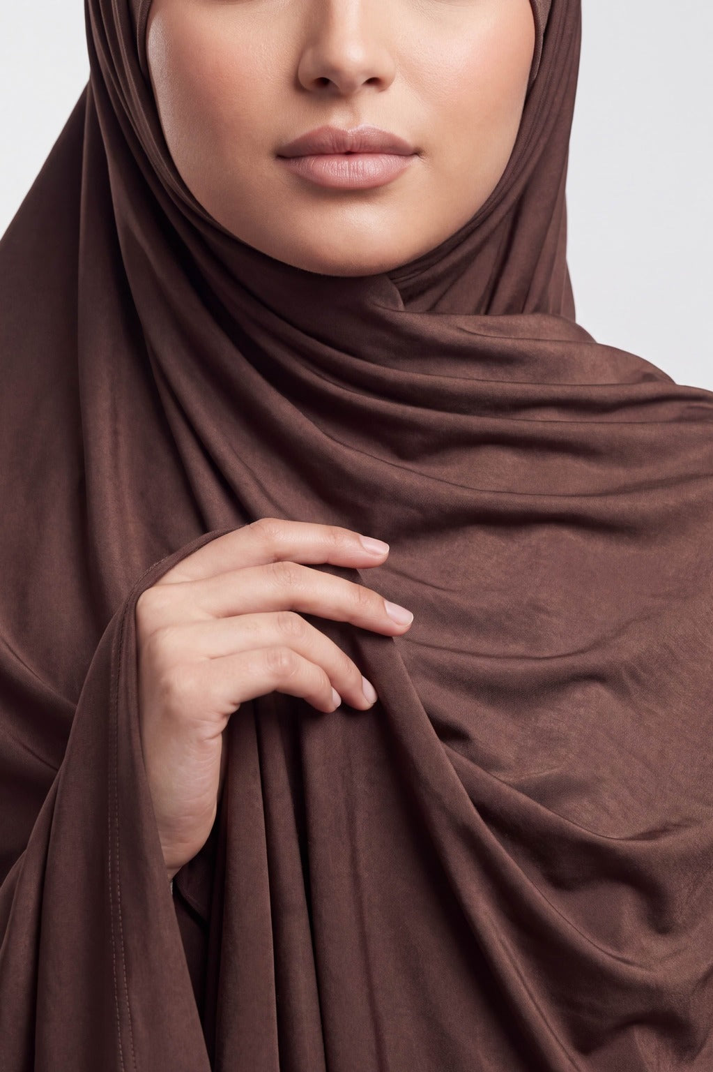 Dark brown plain jersey hijab from the Al Emira Plain Edition range