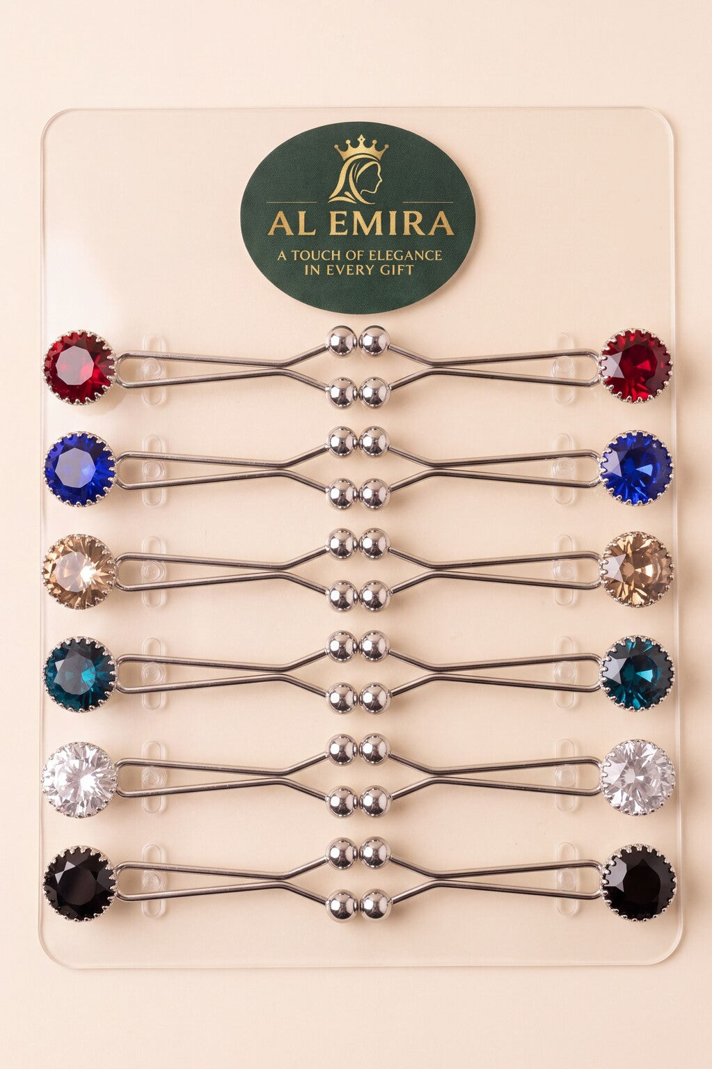 Crystal diamond U-shape hijab clips, alternate view