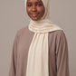 Creamy ivory Satin Ripple jersey hijab, 180 x 80cm