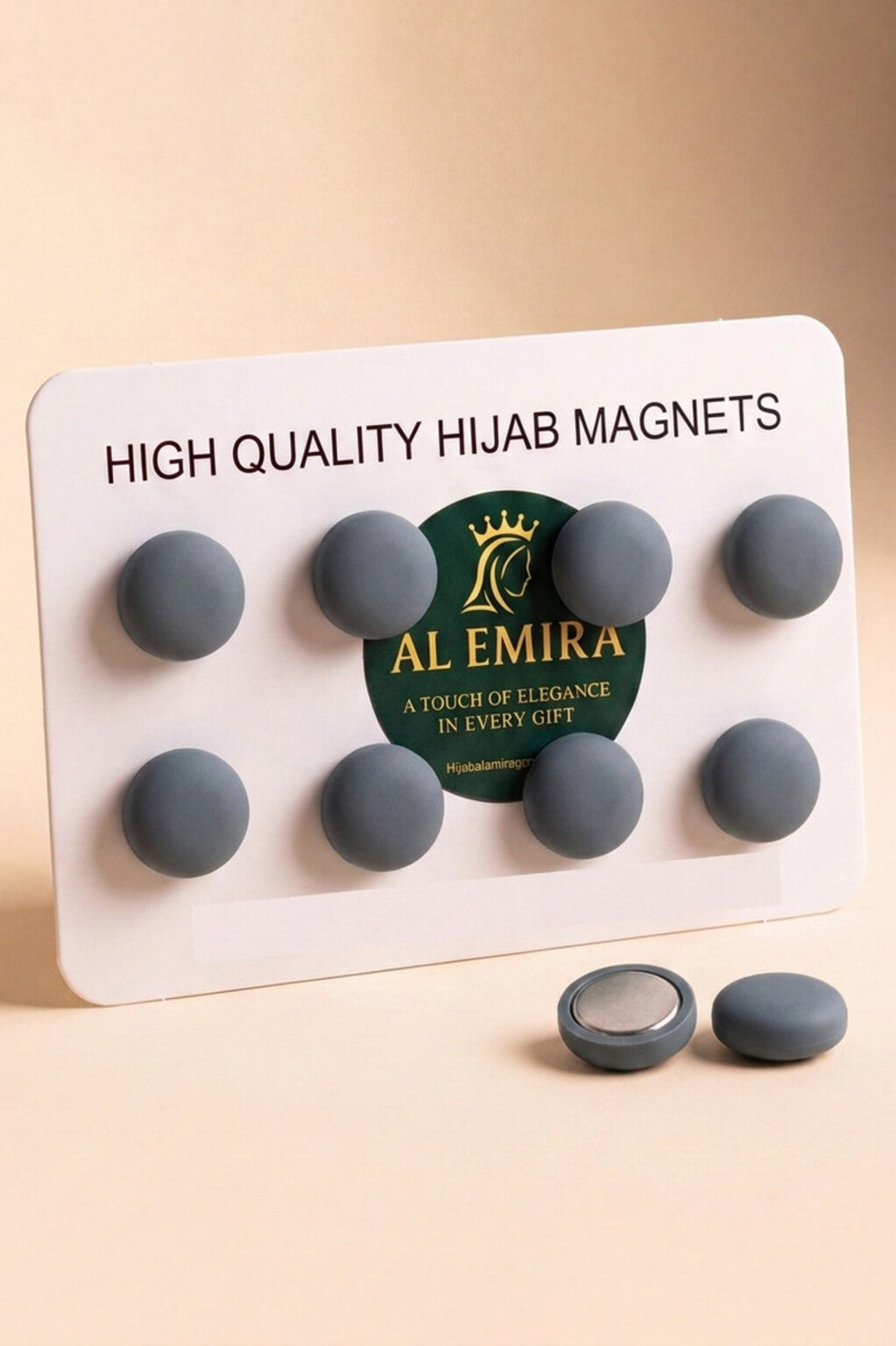 Charcoal grey hijab magnets by Al Emira, pack of 6