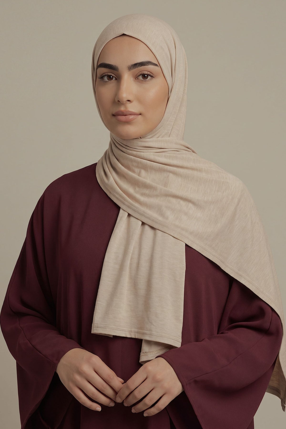 Almond Silora cotton jersey hijab by Al Emira