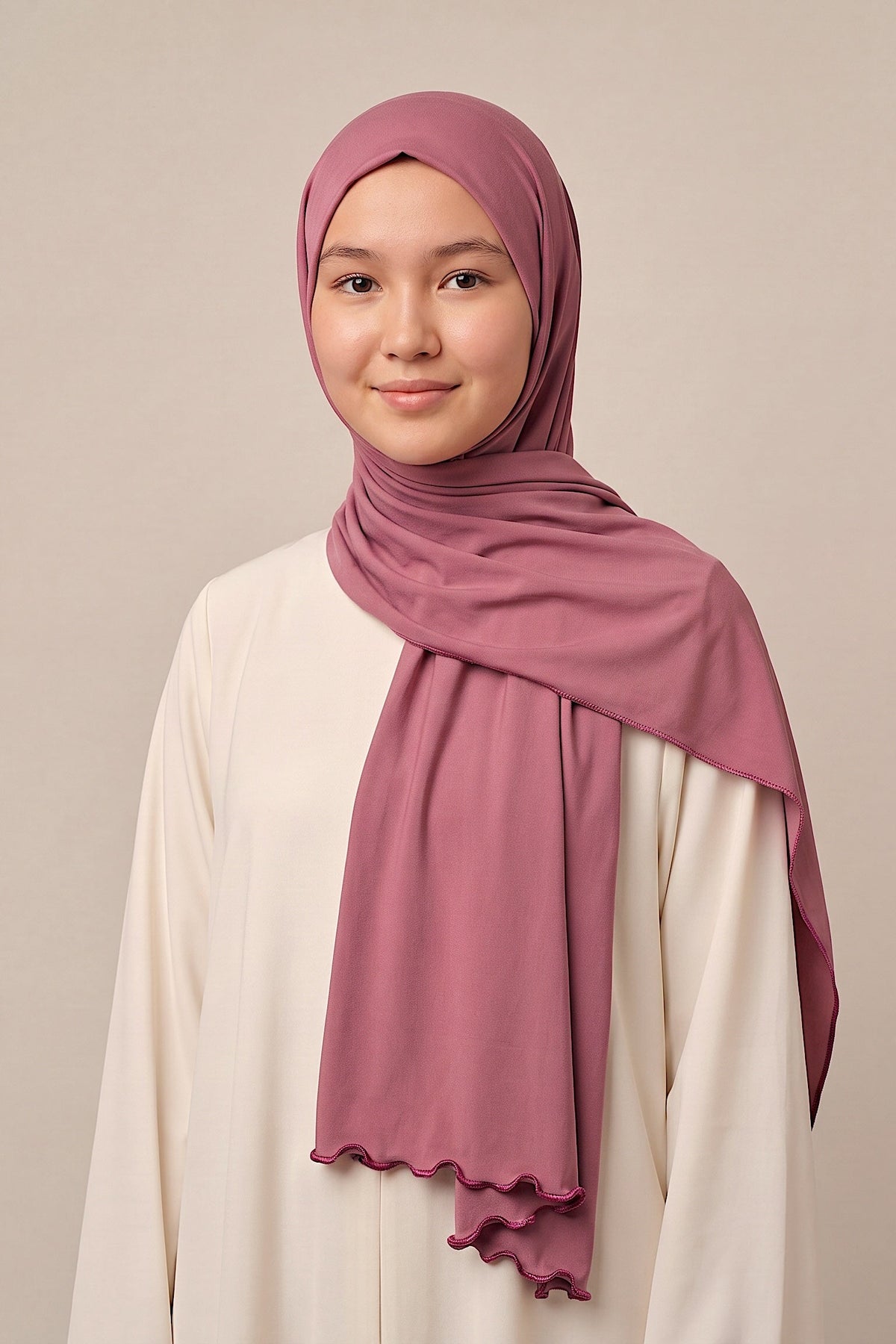 Al Emira Rosewood Satin Ripple hijab in a jersey, polyester and nylon blend