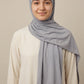Al Emira Pewter Satin Ripple hijab in a jersey, polyester and nylon blend