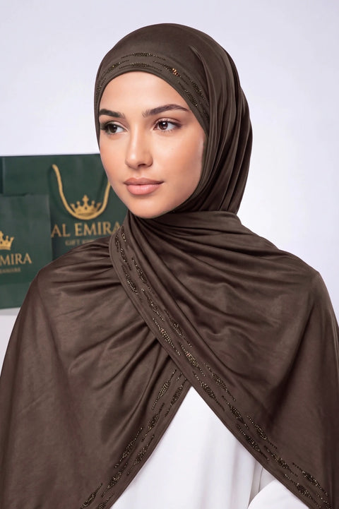 Dark Chocolate Stardust Trail liquid jersey hijab by Al Emira