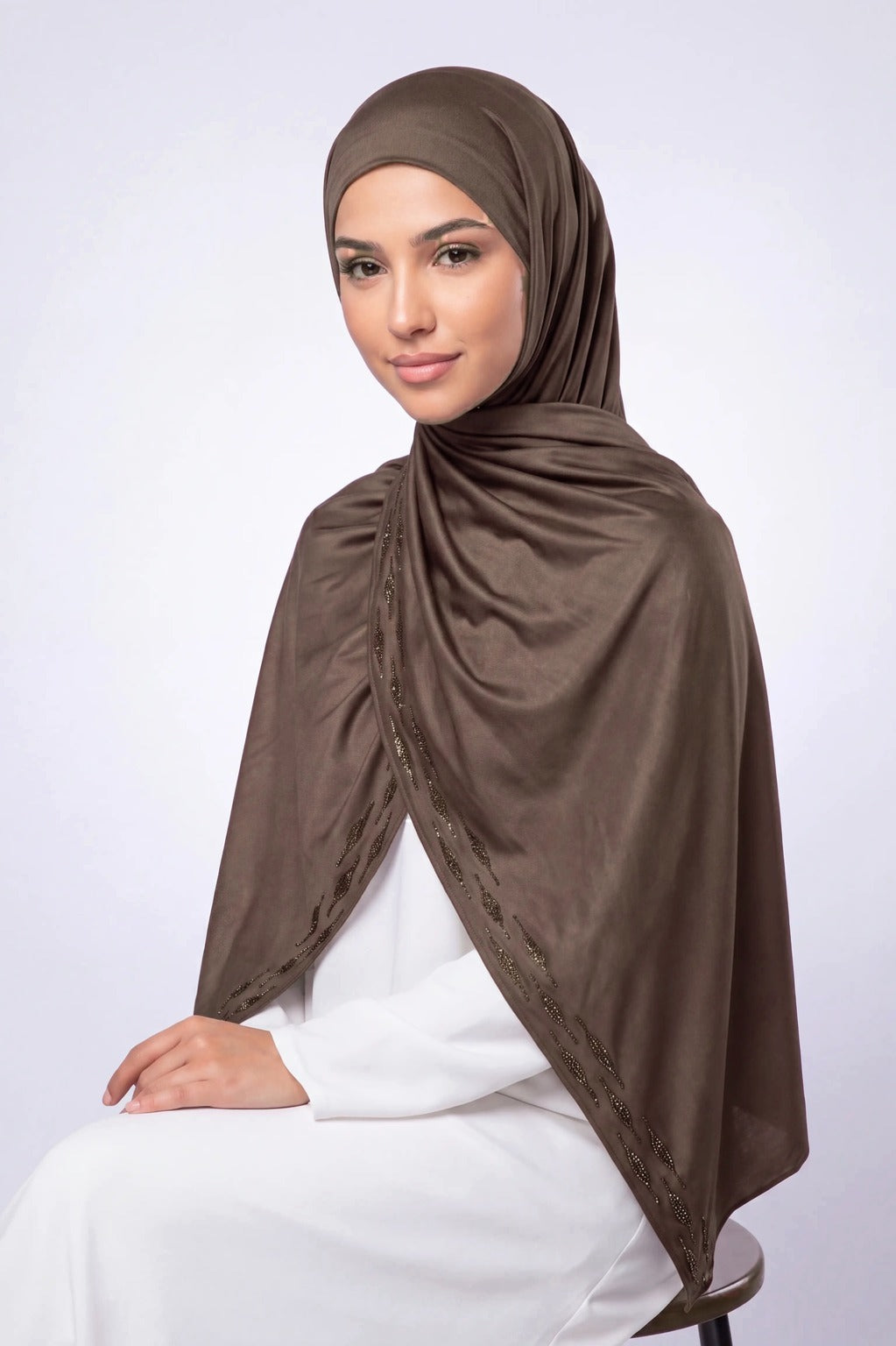 Dark brown Stardust Trail jersey hijab, 175 x 70cm