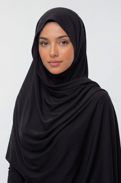 Onyx plain liquid jersey hijab by Al Emira