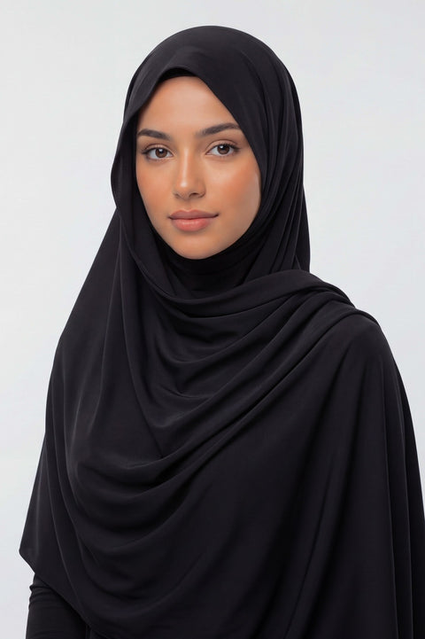 Onyx plain liquid jersey hijab by Al Emira