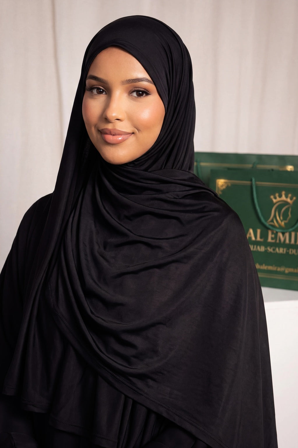 Black plain jersey hijab from the Al Emira Plain Edition range
