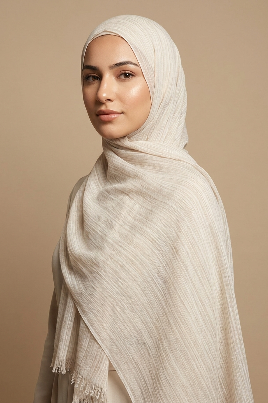 Ivory Birch Textured Lines Edition Thai Modal hijab by Al Emira