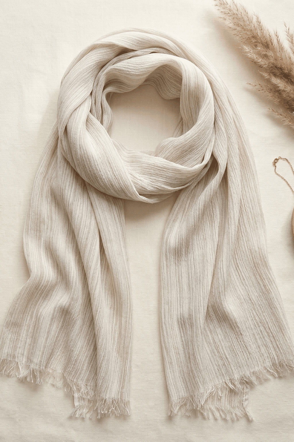 Another view of the Ivory Birch Textured Lines hijab