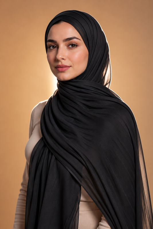 Black soft stretch jersey hijab by Al Emira