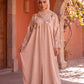 Blossom abaya in Champagne, beige Korean Nida abaya with floral embroidery, with matching hijab