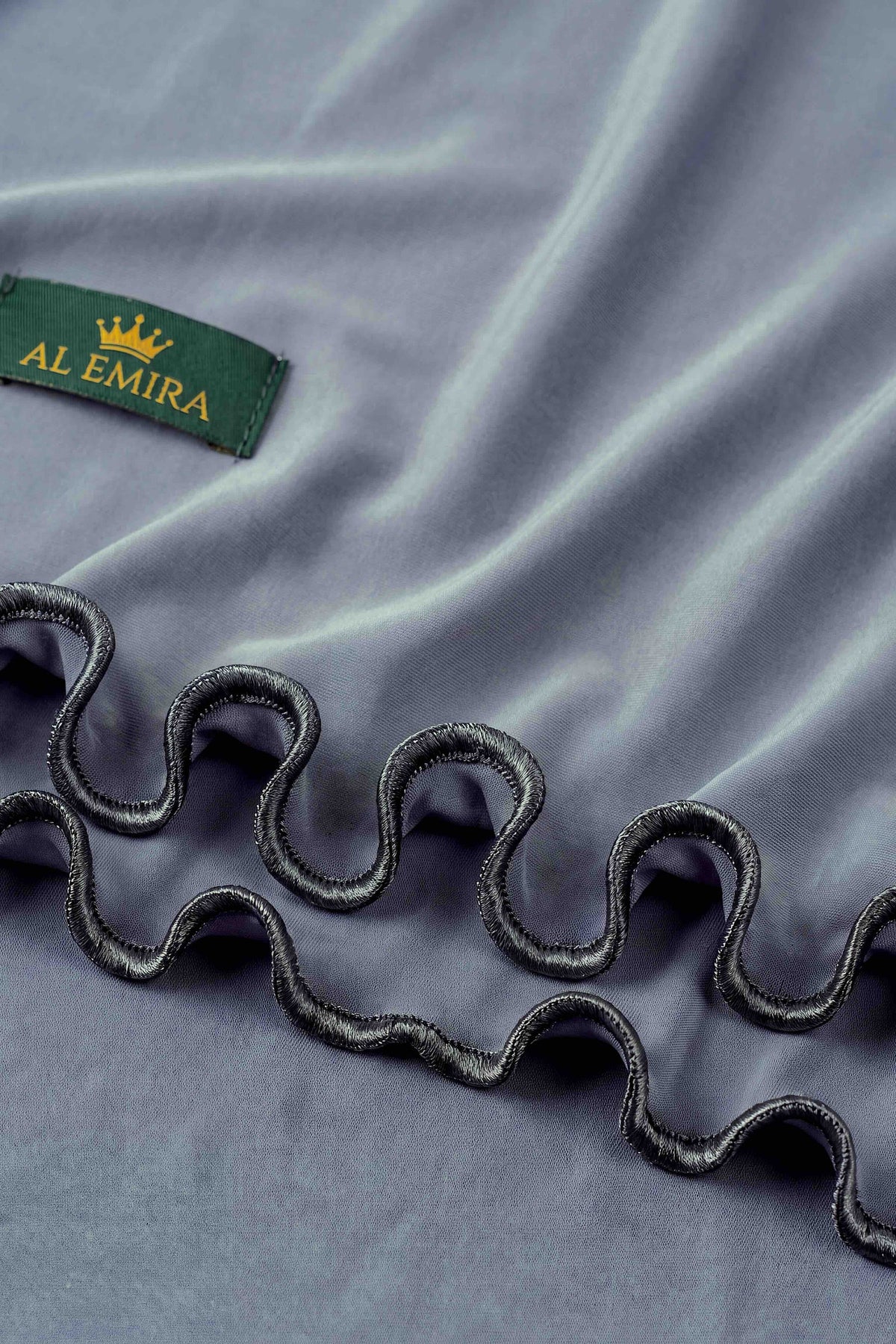 Al Emira Periwinkle Satin Ripple hijab in a jersey, polyester and nylon blend