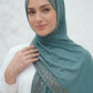 Teal Cascade hijab in a jersey, cotton and silk blend
