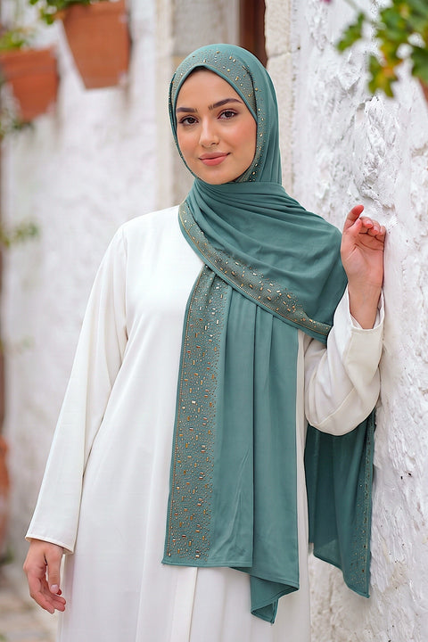 Teal Cascade liquid jersey hijab by Al Emira
