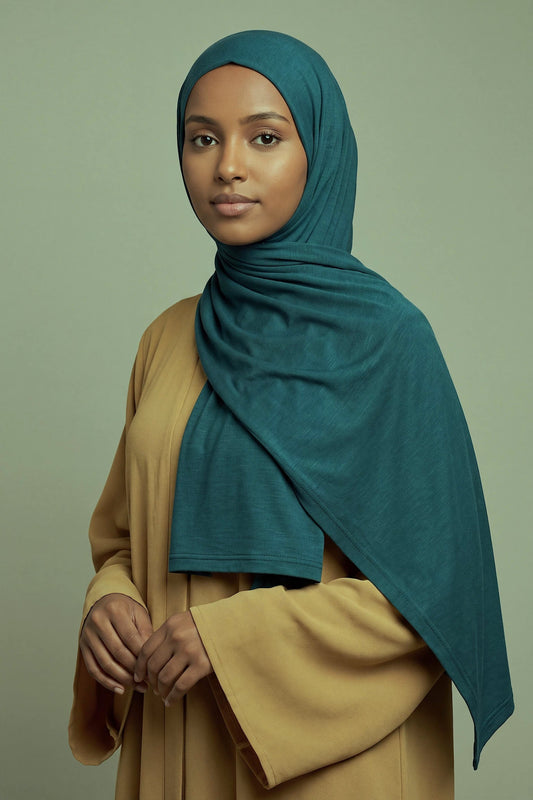 Peacock Silora cotton jersey hijab by Al Emira