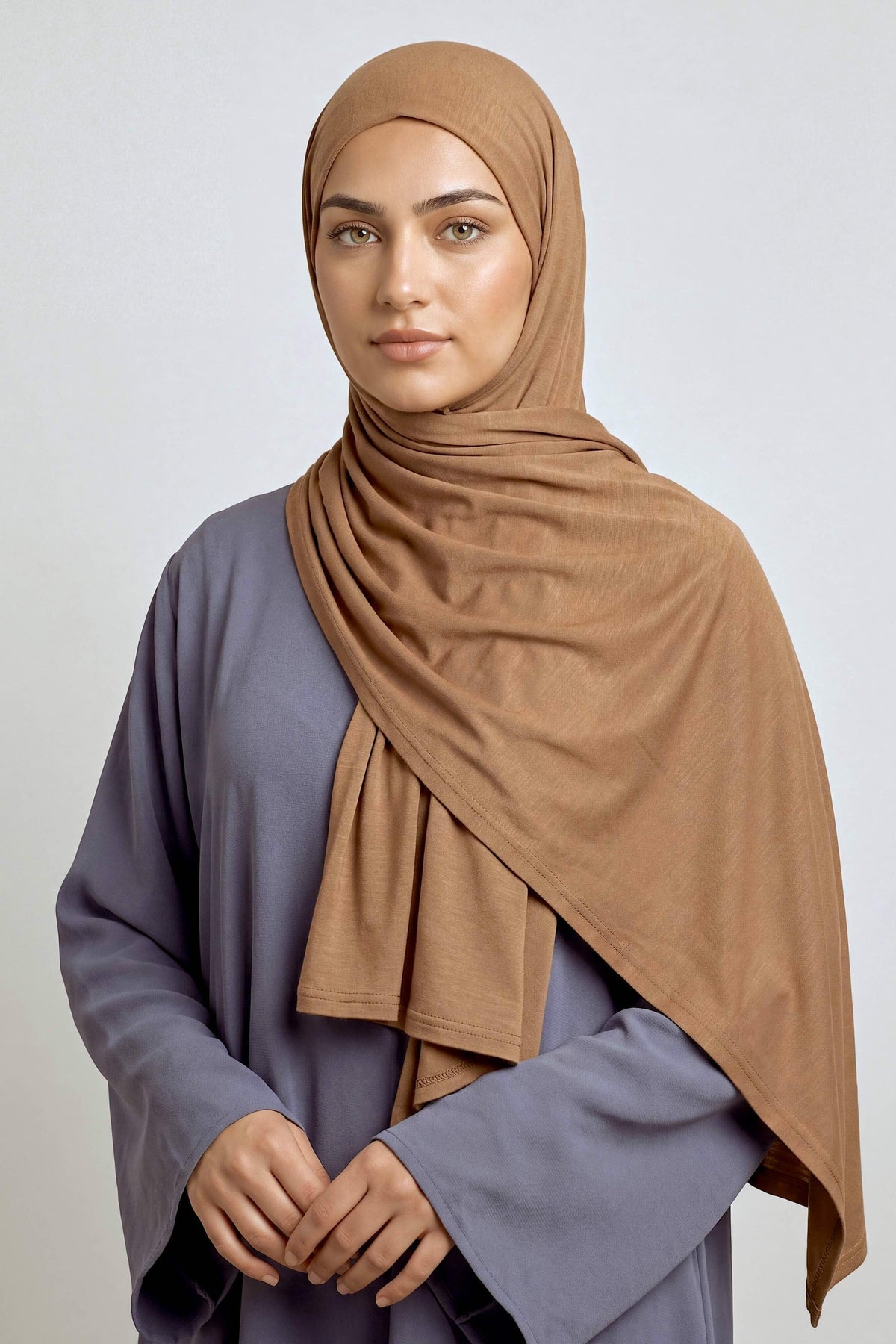 Caramel Silora cotton jersey hijab by Al Emira