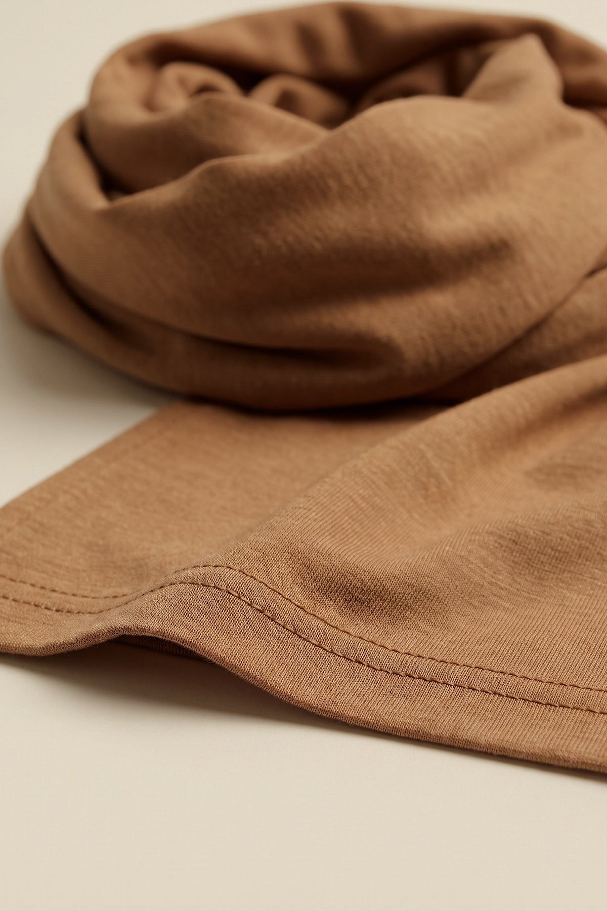 Caramel brown cotton jersey hijab, 190 x 80cm, from the Al Emira Silora range
