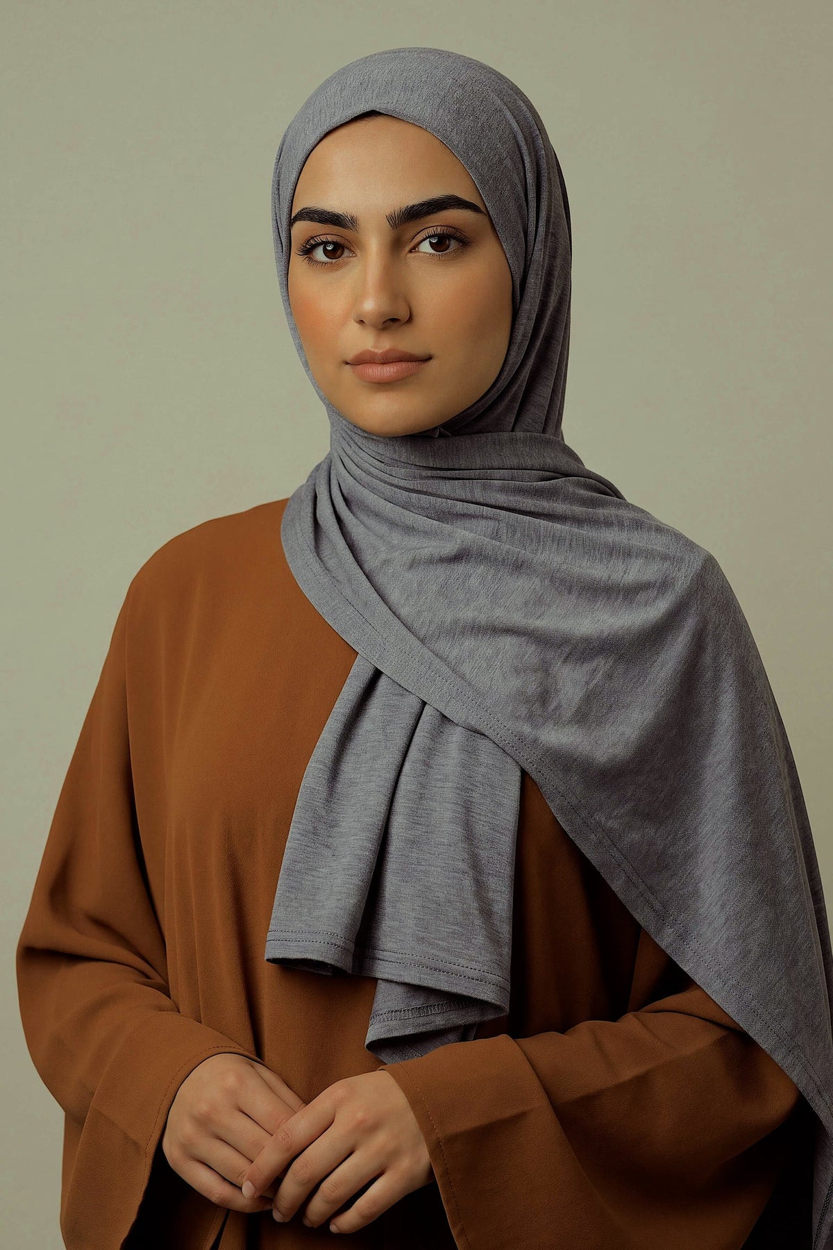 Pewter Silora cotton jersey hijab by Al Emira