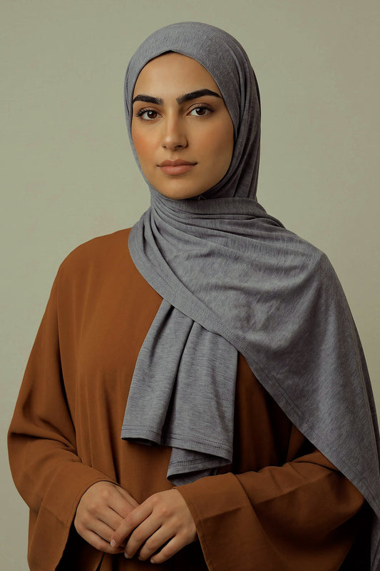 Pewter Silora cotton jersey hijab by Al Emira