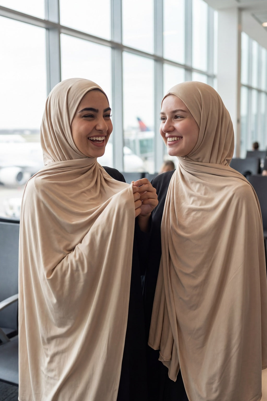 Al Emira Nude Almond plain hijab for everyday wear