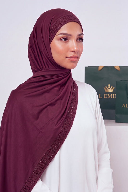 Red Wine Quincunx Edition liquid jersey hijab by Al Emira