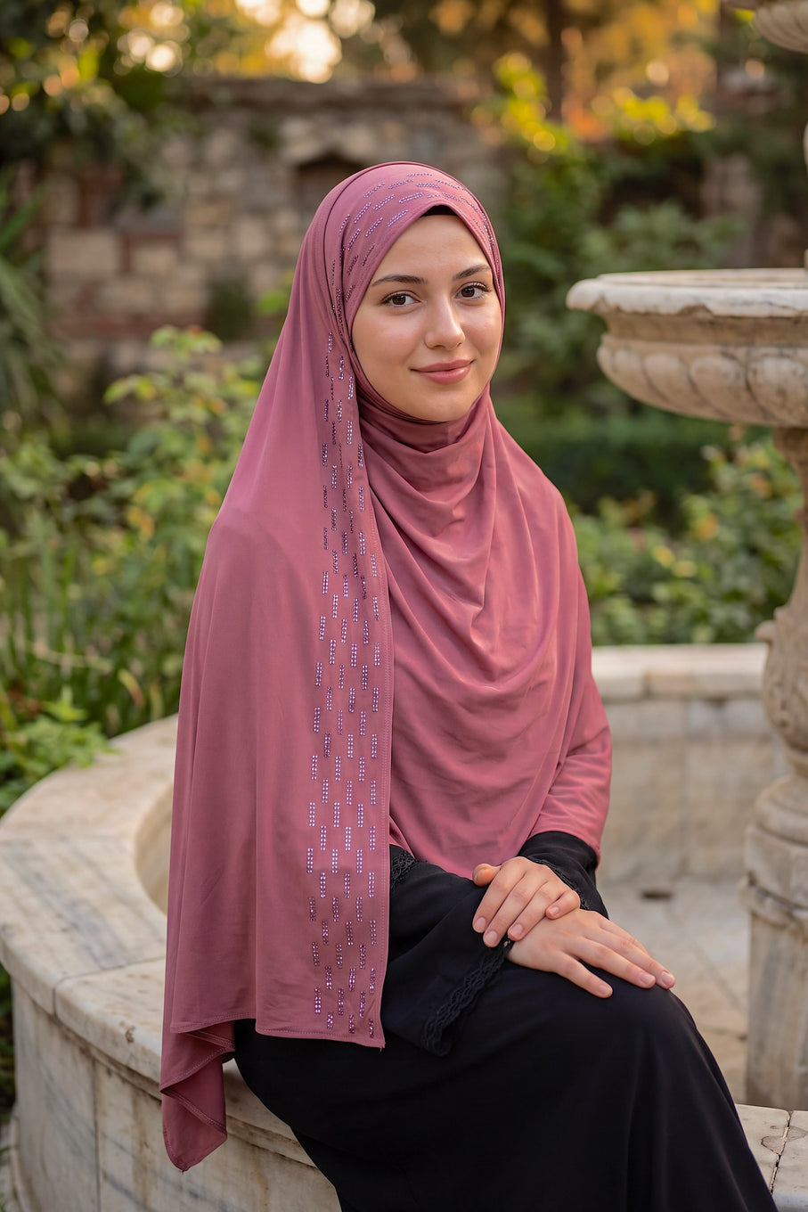 Rosewood Rainfall liquid jersey hijab, view 2