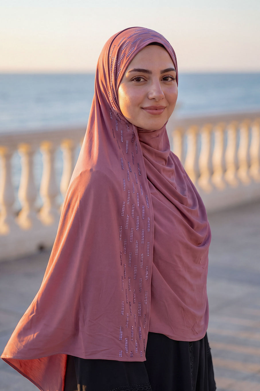 Rosewood Rainfall liquid jersey hijab, view 5