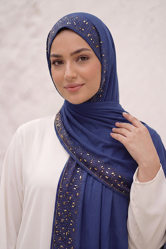 Royal Cascade hijab in a jersey, cotton and silk blend