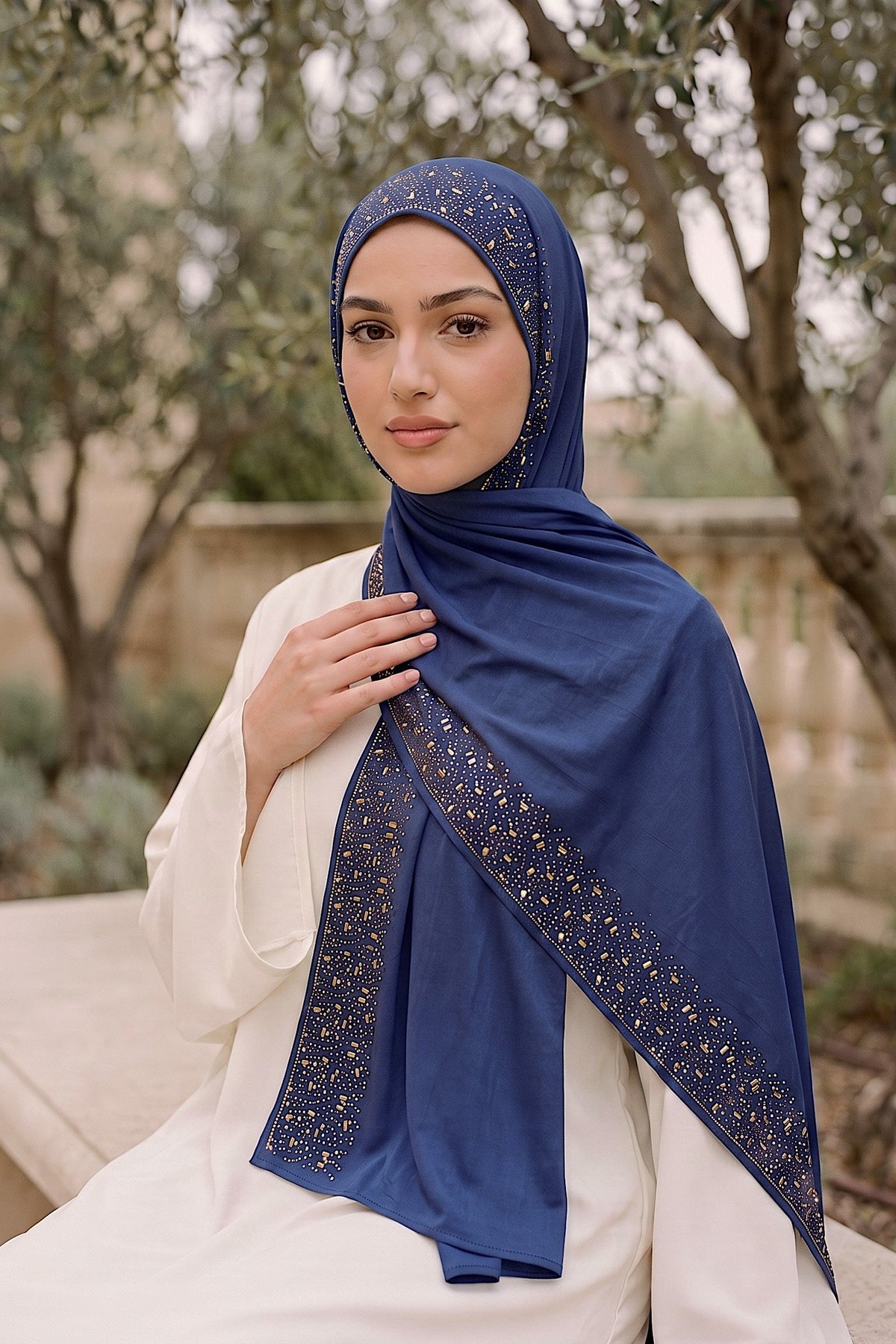 Al Emira Royal blue liquid jersey hijab for everyday wear